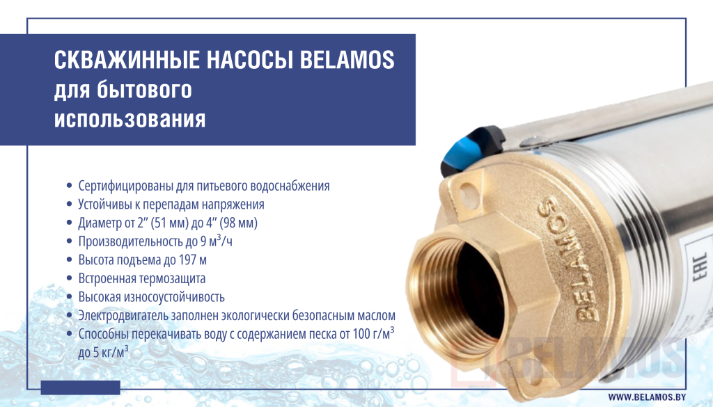 Скважинные насосы BELAMOS для промышленного использования: линейки и отличия