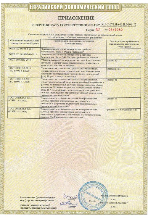 Сертификат соответствия  насосы TF_JNR_SP_TM_KF -3